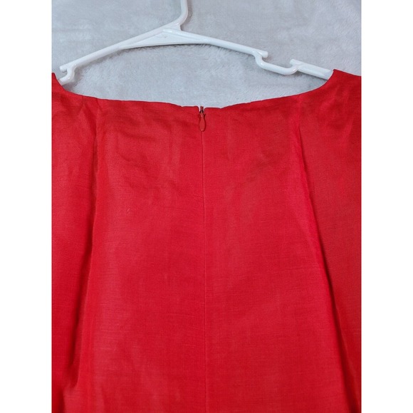 ISC Tank Dress Women Size Large Red Silk Sleeveless Round Neck Lined Back Zipper - Picture 8 of 8
